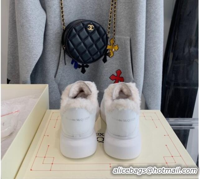 Popular Style Alexander Mcqueen White Calfskin and Shearling Sneakers White 112357