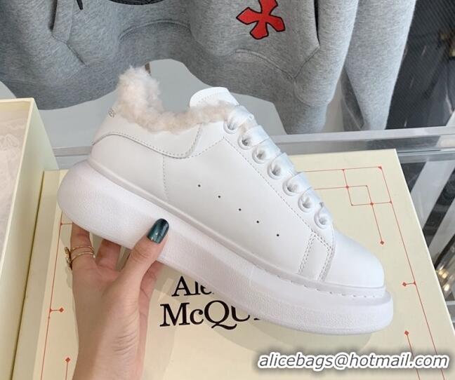 Popular Style Alexander Mcqueen White Calfskin and Shearling Sneakers White 112357