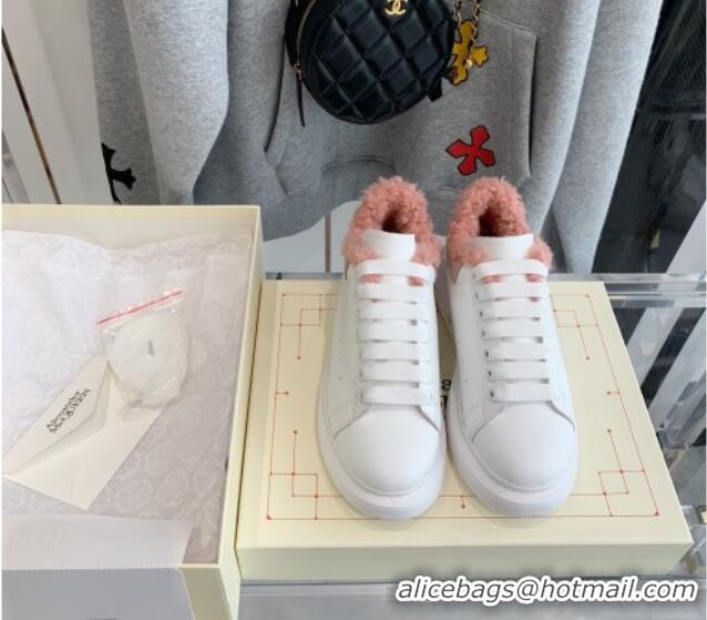 Top Quality Alexander Mcqueen White Calfskin and Shearling Sneakers Pink 112358