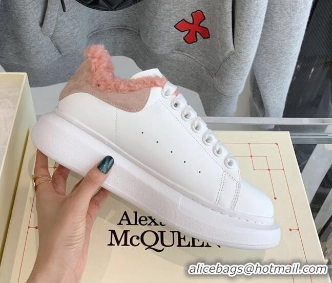 Top Quality Alexander Mcqueen White Calfskin and Shearling Sneakers Pink 112358