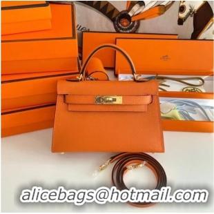 Market Sells Hermes Kelly 19cm Shoulder Bags Epsom Leather KL19 Gold hardware orange