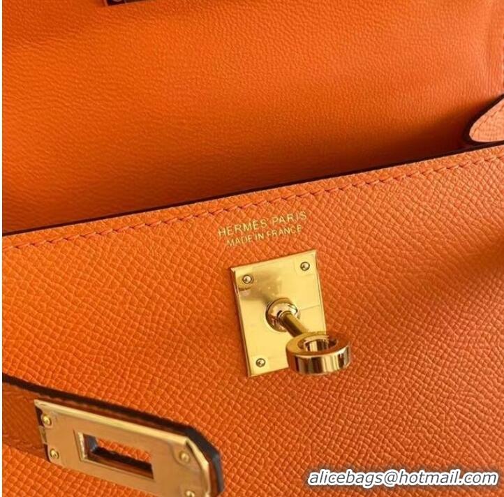 Market Sells Hermes Kelly 19cm Shoulder Bags Epsom Leather KL19 Gold hardware orange