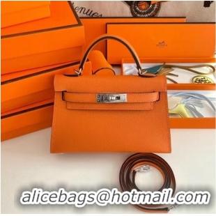 Youthful Hermes Kelly 19cm Shoulder Bags Epsom Leather KL19 Silver hardware orange