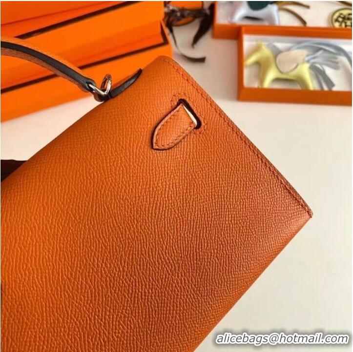 Youthful Hermes Kelly 19cm Shoulder Bags Epsom Leather KL19 Silver hardware orange