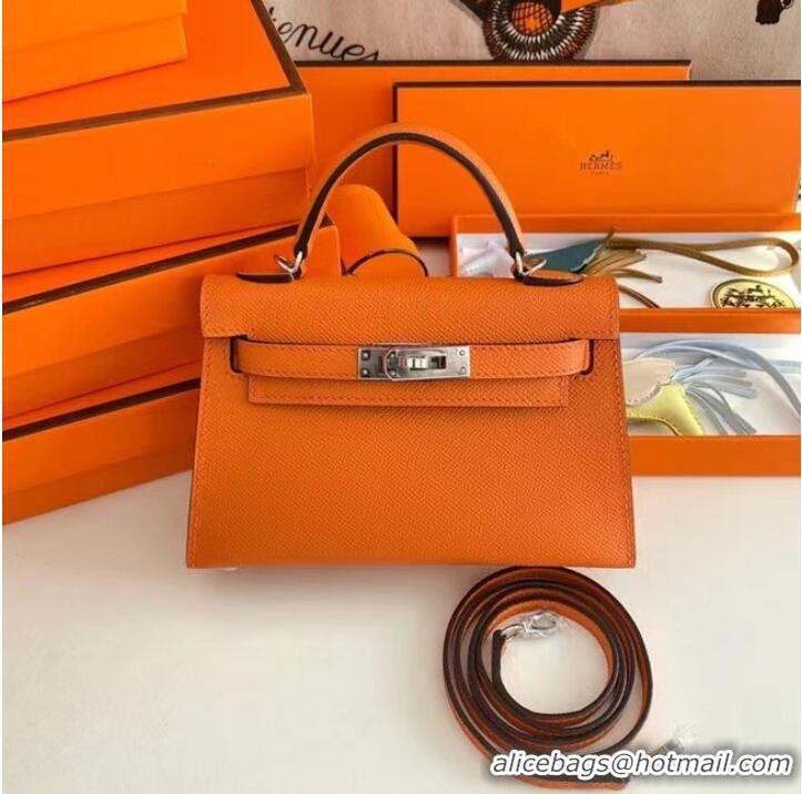 Youthful Hermes Kelly 19cm Shoulder Bags Epsom Leather KL19 Silver hardware orange