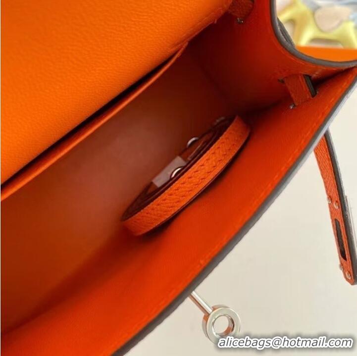 Youthful Hermes Kelly 19cm Shoulder Bags Epsom Leather KL19 Silver hardware orange