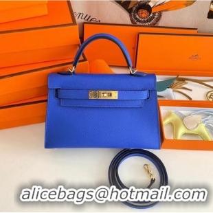 Low Cost Hermes Kelly 19cm Shoulder Bags Epsom Leather KL19 Gold hardware Electro optic blue