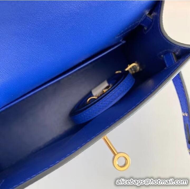 Low Cost Hermes Kelly 19cm Shoulder Bags Epsom Leather KL19 Gold hardware Electro optic blue