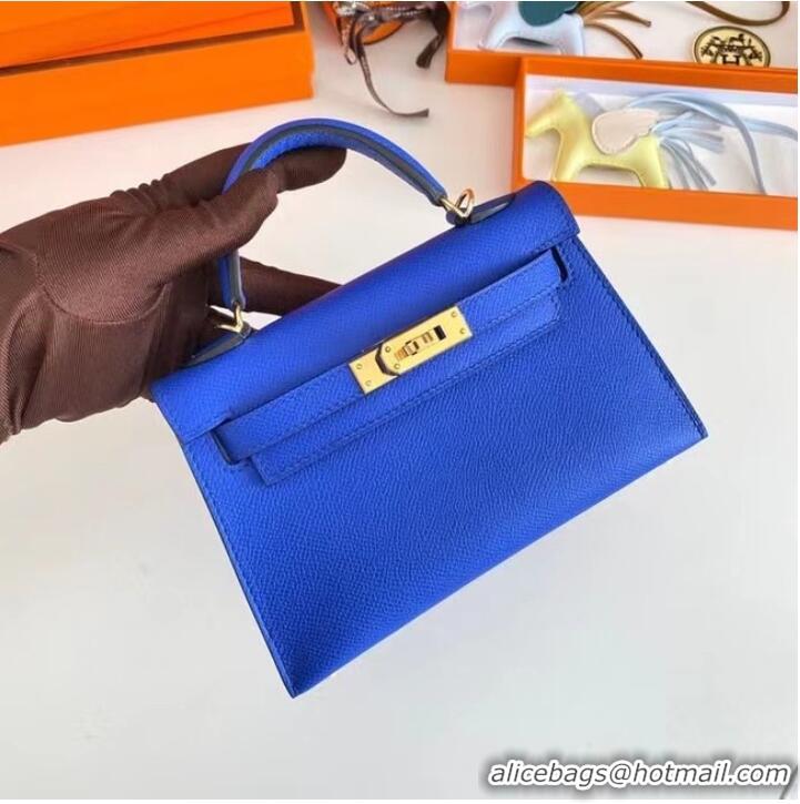 Low Cost Hermes Kelly 19cm Shoulder Bags Epsom Leather KL19 Gold hardware Electro optic blue