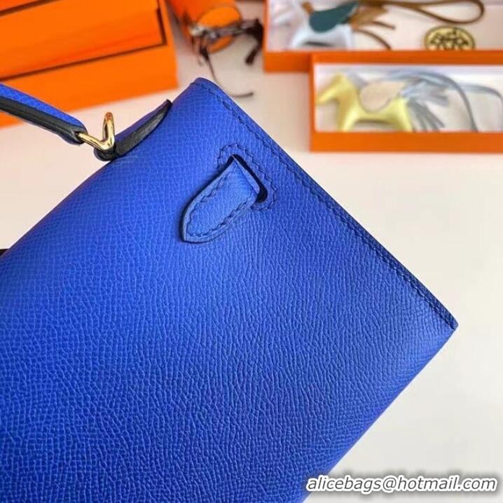 Low Cost Hermes Kelly 19cm Shoulder Bags Epsom Leather KL19 Gold hardware Electro optic blue