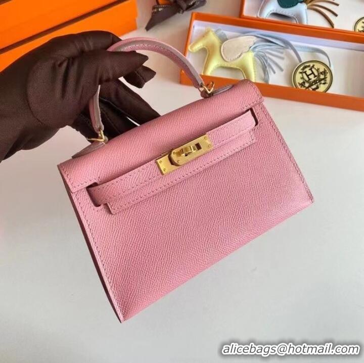 Good Taste Hermes Kelly 19cm Shoulder Bags Epsom Leather KL19 Gold hardware pink