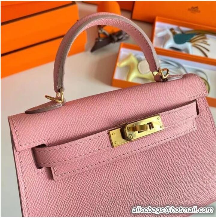 Good Taste Hermes Kelly 19cm Shoulder Bags Epsom Leather KL19 Gold hardware pink