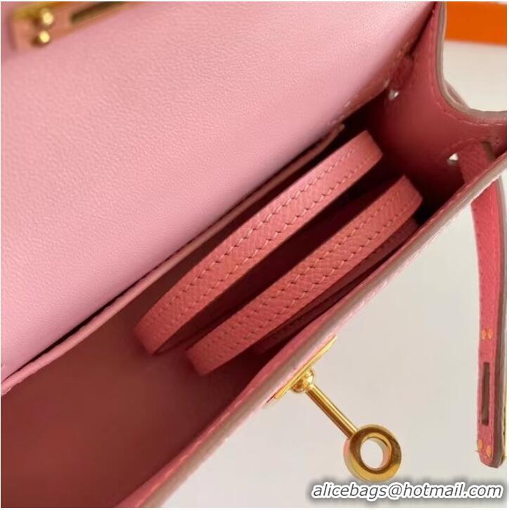 Good Taste Hermes Kelly 19cm Shoulder Bags Epsom Leather KL19 Gold hardware pink