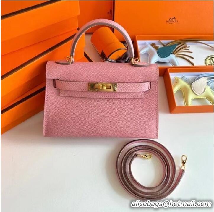 Good Taste Hermes Kelly 19cm Shoulder Bags Epsom Leather KL19 Gold hardware pink