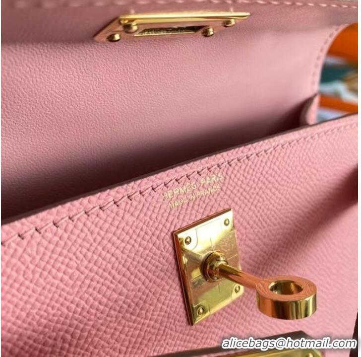 Good Taste Hermes Kelly 19cm Shoulder Bags Epsom Leather KL19 Gold hardware pink