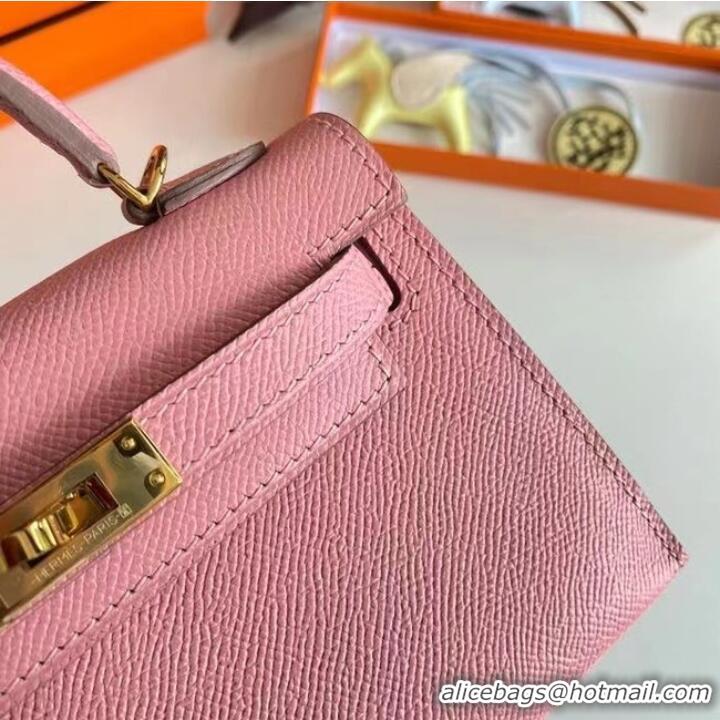 Good Taste Hermes Kelly 19cm Shoulder Bags Epsom Leather KL19 Gold hardware pink