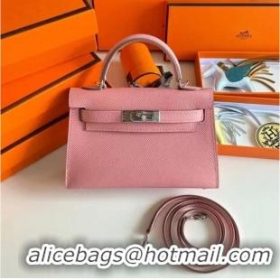 Low Cost Hermes Kelly 19cm Shoulder Bags Epsom Leather KL19 Silver hardware pink