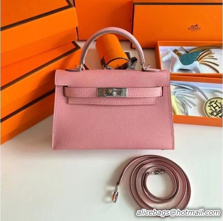 Low Cost Hermes Kelly 19cm Shoulder Bags Epsom Leather KL19 Silver hardware pink