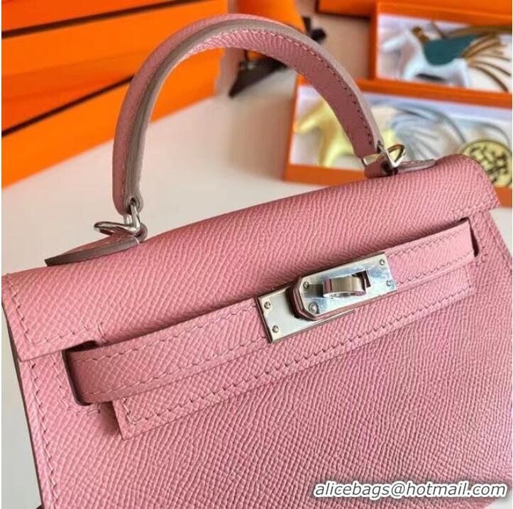 Low Cost Hermes Kelly 19cm Shoulder Bags Epsom Leather KL19 Silver hardware pink