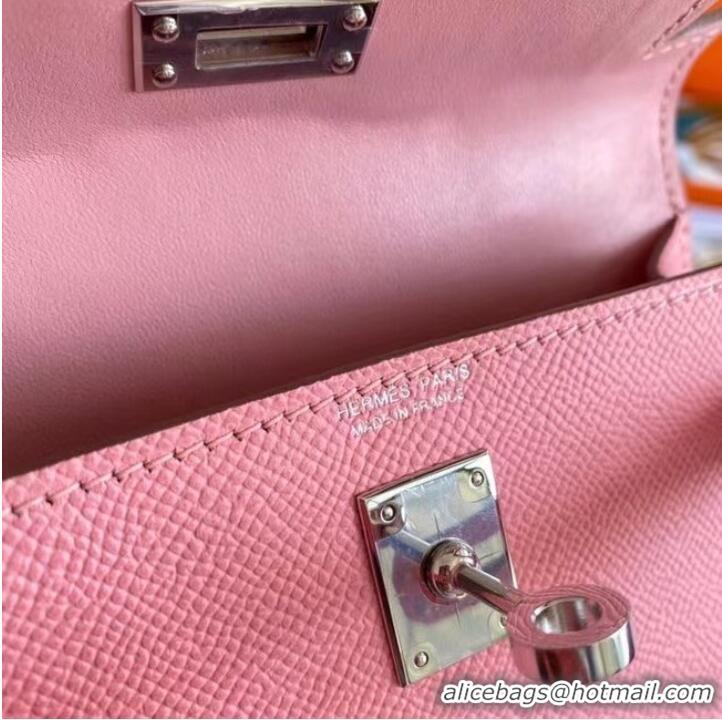 Low Cost Hermes Kelly 19cm Shoulder Bags Epsom Leather KL19 Silver hardware pink