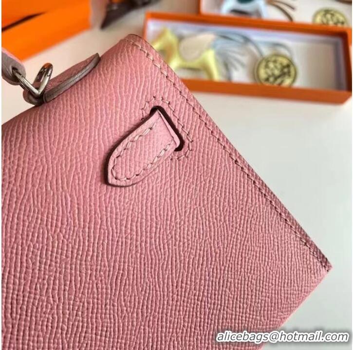 Low Cost Hermes Kelly 19cm Shoulder Bags Epsom Leather KL19 Silver hardware pink