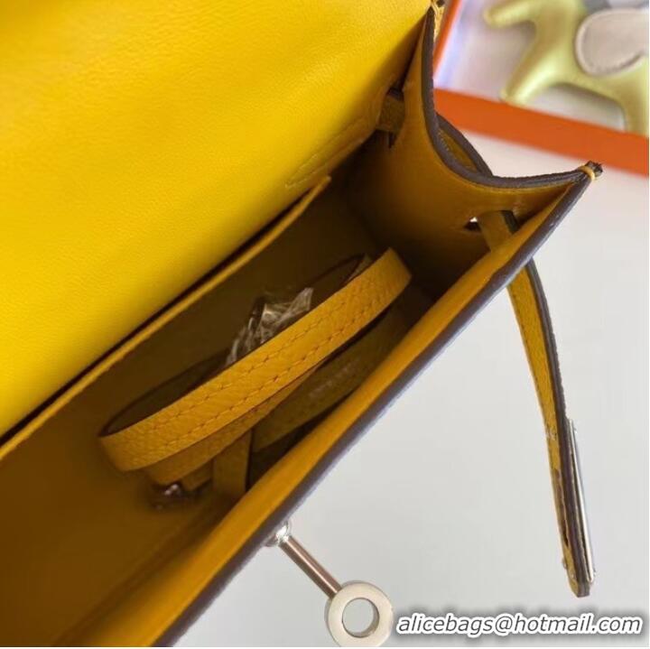 Popular Style Hermes Kelly 19cm Shoulder Bags Epsom Leather KL19 Silver hardware yellow