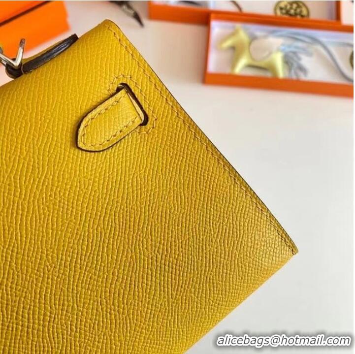 Popular Style Hermes Kelly 19cm Shoulder Bags Epsom Leather KL19 Silver hardware yellow