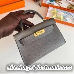 Inexpensive Hermes Kelly 19cm Shoulder Bags Epsom Leather KL19 Gold hardware gray