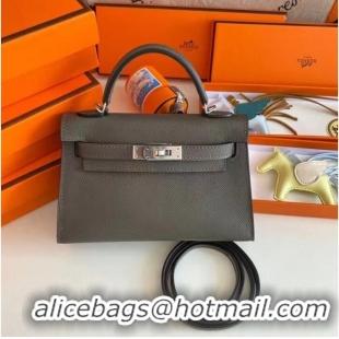 Market Sells Hermes Kelly 19cm Shoulder Bags Epsom Leather KL19 Silver hardware gray