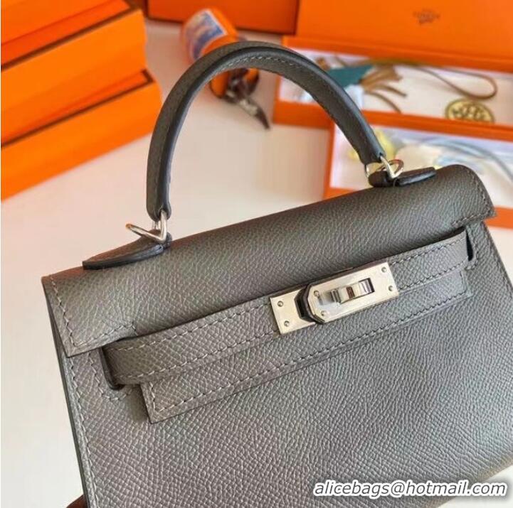 Market Sells Hermes Kelly 19cm Shoulder Bags Epsom Leather KL19 Silver hardware gray