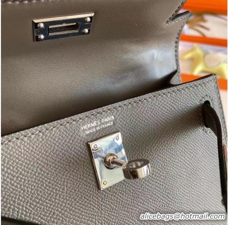 Market Sells Hermes Kelly 19cm Shoulder Bags Epsom Leather KL19 Silver hardware gray