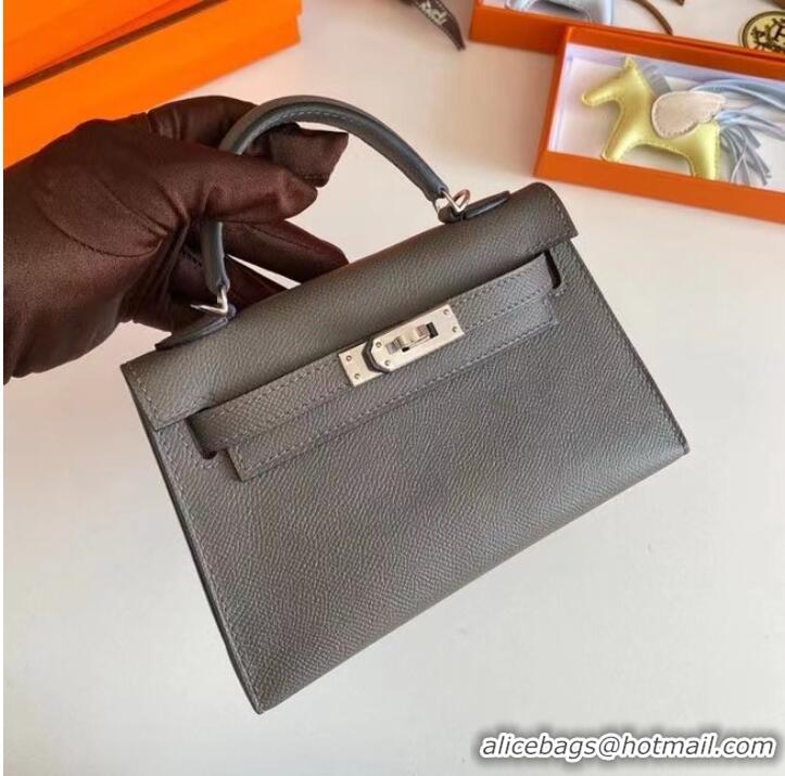 Market Sells Hermes Kelly 19cm Shoulder Bags Epsom Leather KL19 Silver hardware gray