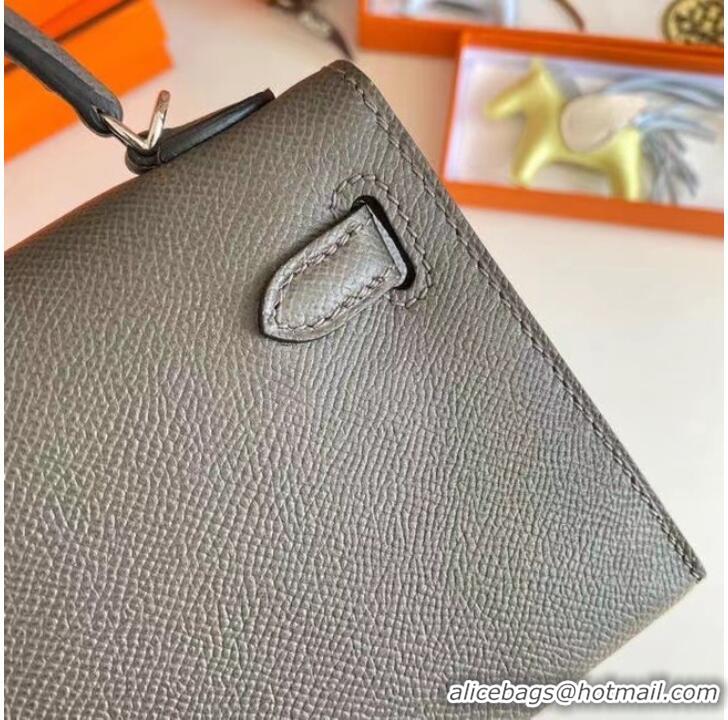 Market Sells Hermes Kelly 19cm Shoulder Bags Epsom Leather KL19 Silver hardware gray