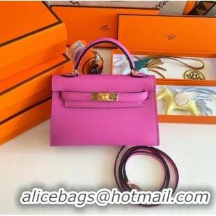 Super Quality Hermes Kelly 19cm Shoulder Bags Epsom Leather KL19 Gold hardware Lavender