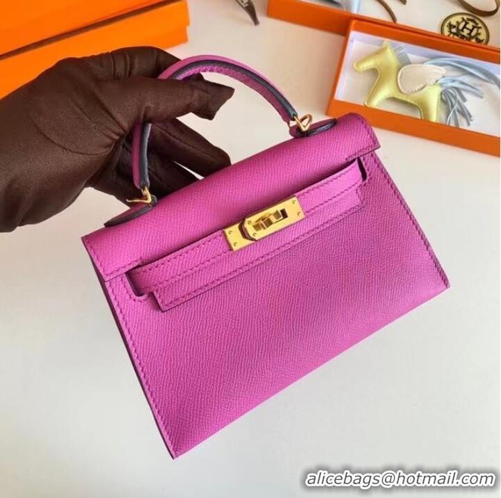 Super Quality Hermes Kelly 19cm Shoulder Bags Epsom Leather KL19 Gold hardware Lavender