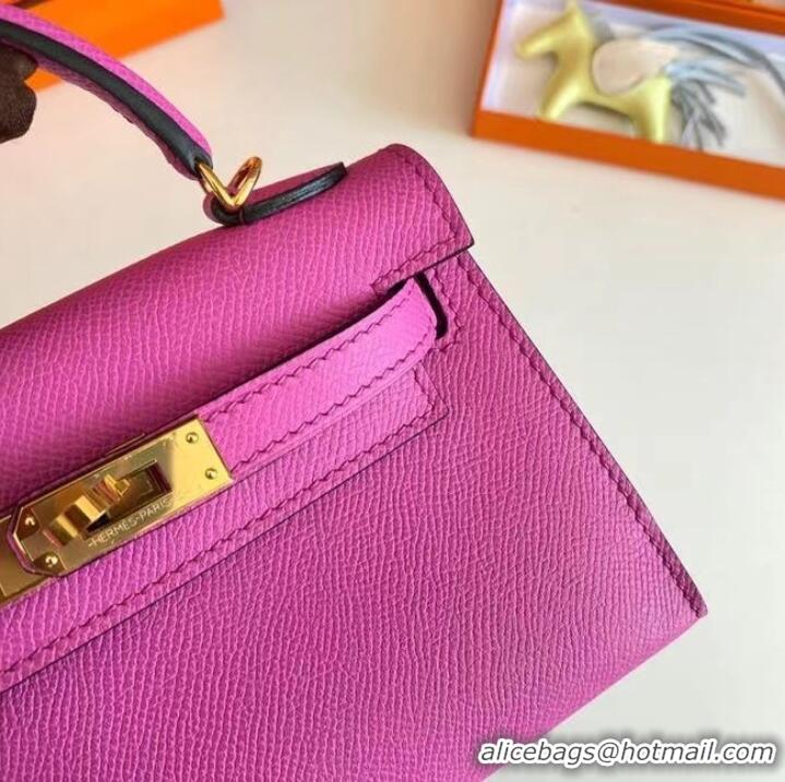 Super Quality Hermes Kelly 19cm Shoulder Bags Epsom Leather KL19 Gold hardware Lavender