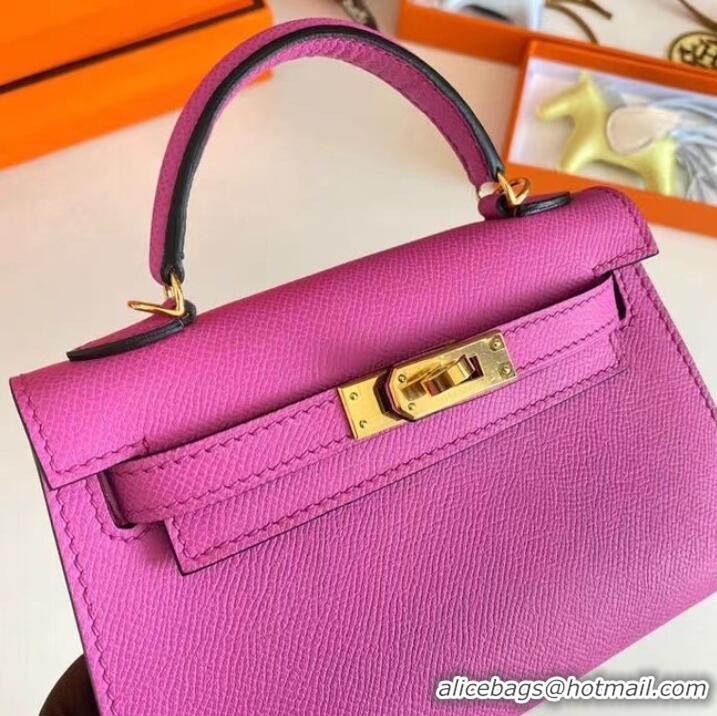 Super Quality Hermes Kelly 19cm Shoulder Bags Epsom Leather KL19 Gold hardware Lavender