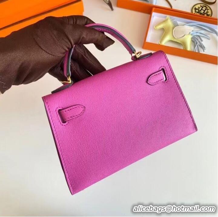 Super Quality Hermes Kelly 19cm Shoulder Bags Epsom Leather KL19 Gold hardware Lavender