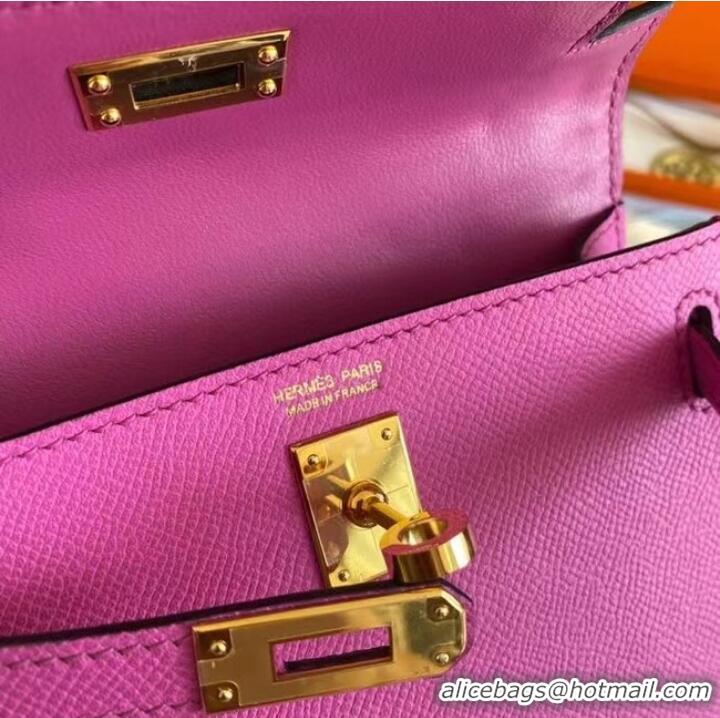 Super Quality Hermes Kelly 19cm Shoulder Bags Epsom Leather KL19 Gold hardware Lavender