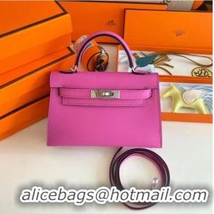 Shop Grade Hermes Kelly 19cm Shoulder Bags Epsom Leather KL19 Silver hardware Lavender