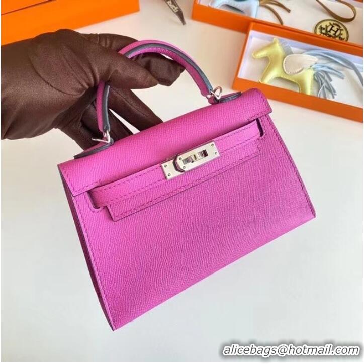 Shop Grade Hermes Kelly 19cm Shoulder Bags Epsom Leather KL19 Silver hardware Lavender