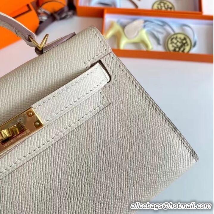 Famous Brand Hermes Kelly 19cm Shoulder Bags Epsom Leather KL19 Gold hardware Cream