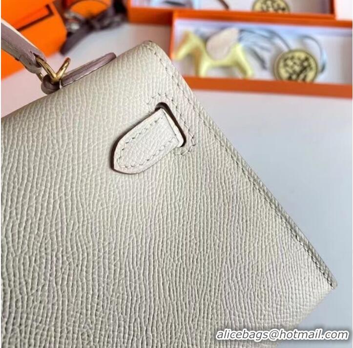 Famous Brand Hermes Kelly 19cm Shoulder Bags Epsom Leather KL19 Gold hardware Cream