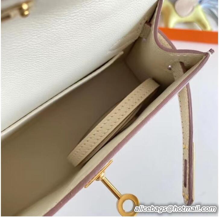 Famous Brand Hermes Kelly 19cm Shoulder Bags Epsom Leather KL19 Gold hardware Cream