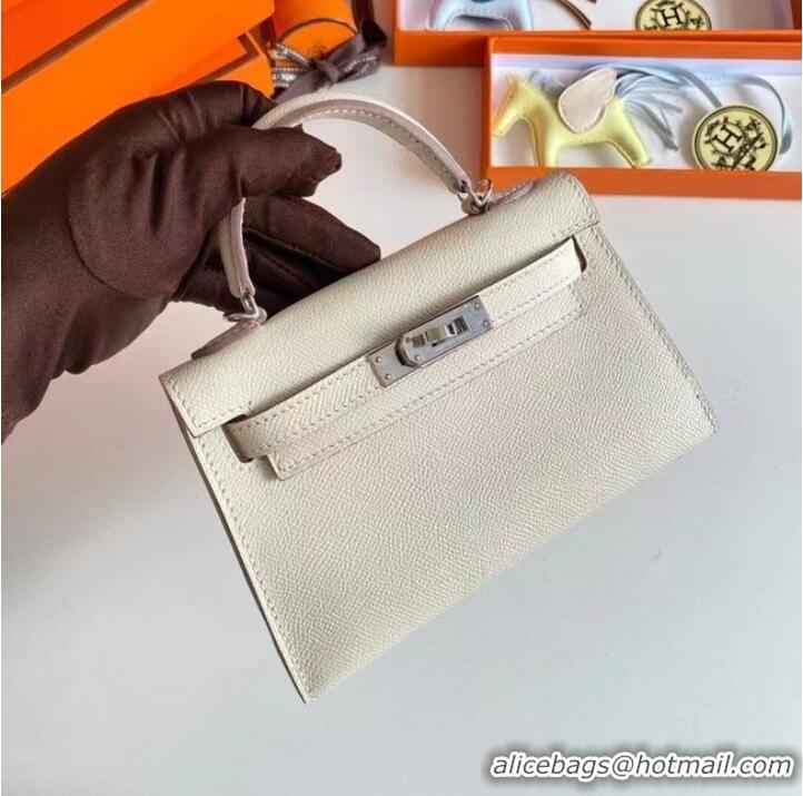 Top Grade Hermes Kelly 19cm Shoulder Bags Epsom Leather KL19 Silver hardware Cream