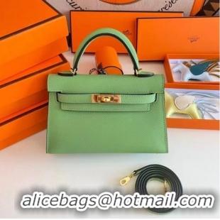 Good Price Hermes Kelly 19cm Shoulder Bags Epsom Leather KL19 Gold hardware Avocado Green