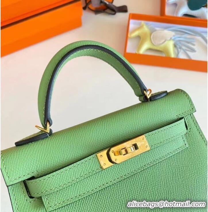 Good Price Hermes Kelly 19cm Shoulder Bags Epsom Leather KL19 Gold hardware Avocado Green