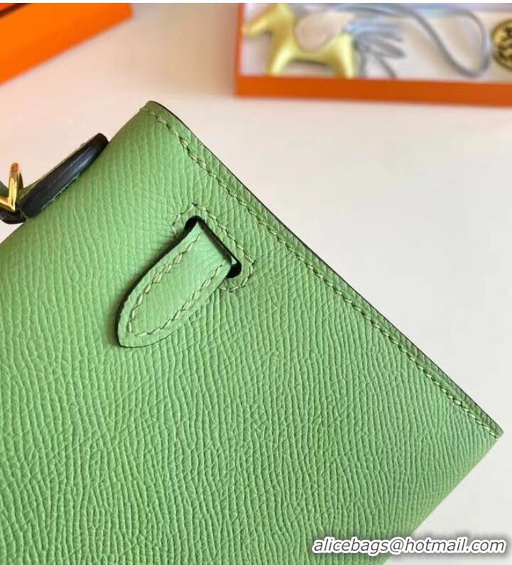 Good Price Hermes Kelly 19cm Shoulder Bags Epsom Leather KL19 Gold hardware Avocado Green