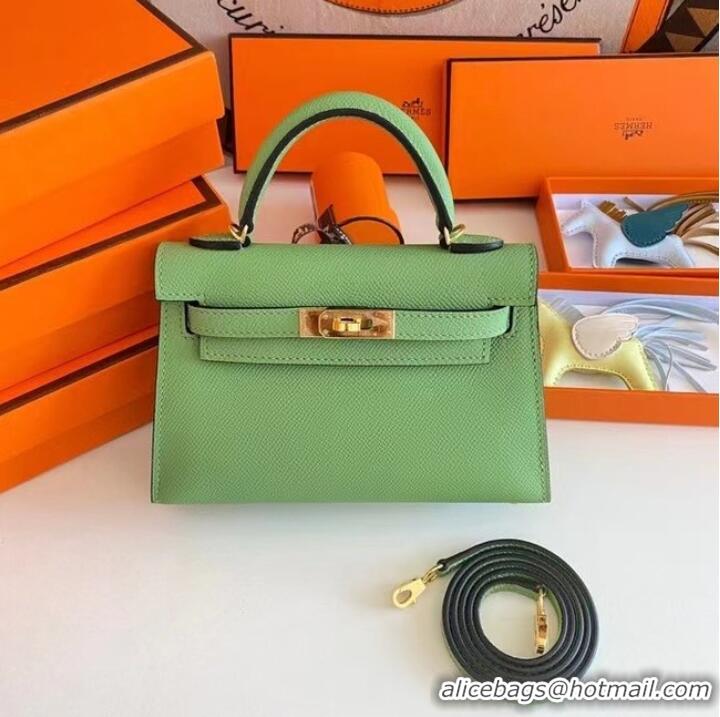 Good Price Hermes Kelly 19cm Shoulder Bags Epsom Leather KL19 Gold hardware Avocado Green