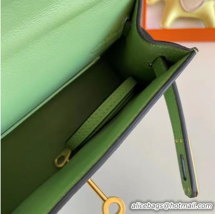 Good Price Hermes Kelly 19cm Shoulder Bags Epsom Leather KL19 Gold hardware Avocado Green